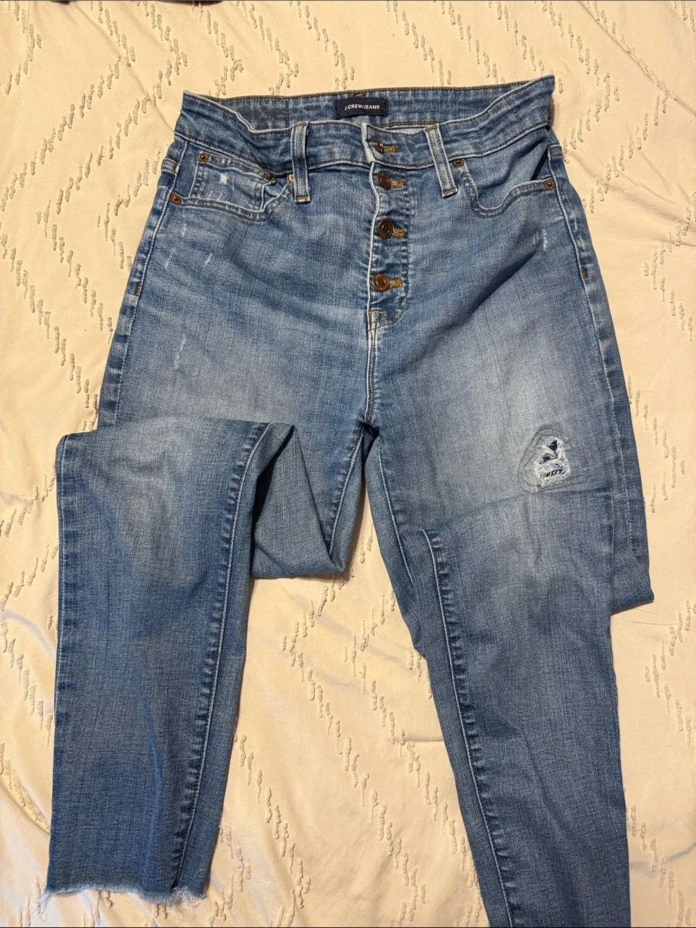 J. Crew Light Blue High-Rise Button-Fly Skinny Jeans